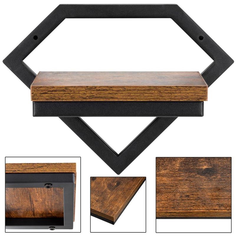 Casa si Gradina - Gradinarit si plante - Plante si ghivece - Ghivece si suporturi - Suport de perete pentru flori, metal si MDF, 25,5x19 cm, negru/maro - Infinity.ro