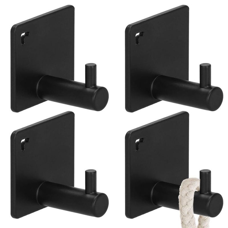 Casa si Gradina - Sanitare - Suporturi si accesorii baie - Accesorii baie - Set 4 agatatori tip cuier pentru baie, sistem fixare inclus, aluminiu, negru - Infinity.ro