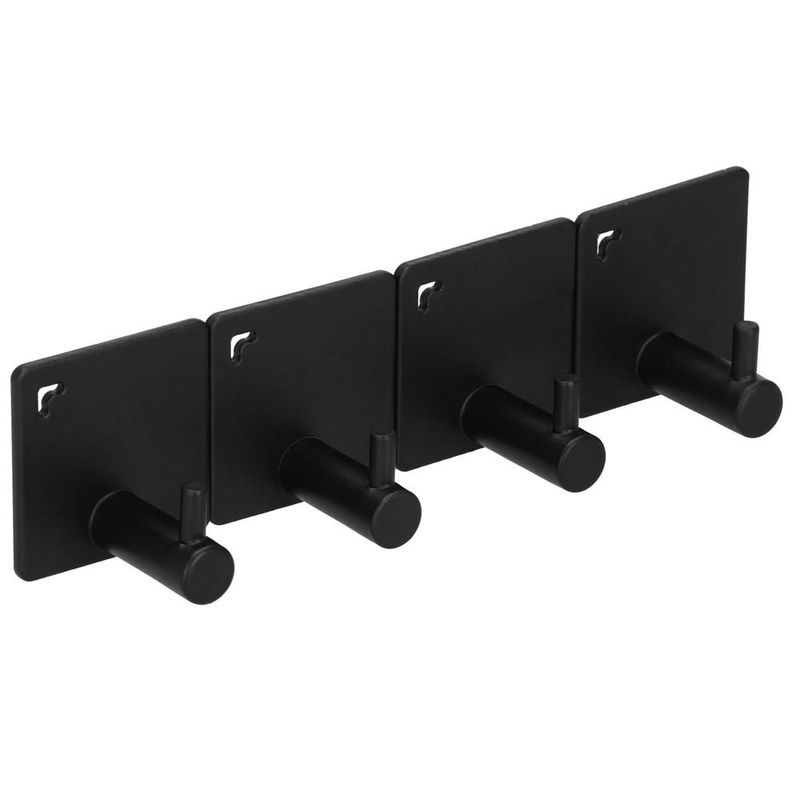 Casa si Gradina - Sanitare - Suporturi si accesorii baie - Accesorii baie - Set 4 agatatori tip cuier pentru baie, sistem fixare inclus, aluminiu, negru - Infinity.ro