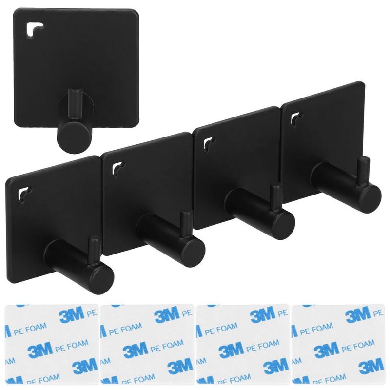 Casa si Gradina - Sanitare - Suporturi si accesorii baie - Accesorii baie - Set 4 agatatori tip cuier pentru baie, sistem fixare inclus, aluminiu, negru - Infinity.ro