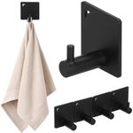 Casa si Gradina - Sanitare - Suporturi si accesorii baie - Accesorii baie - Set 4 agatatori tip cuier pentru baie, sistem fixare inclus, aluminiu, negru - Infinity.ro