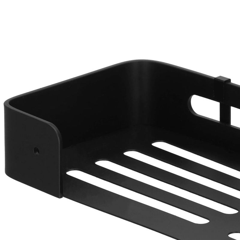 Casa si Gradina - Sanitare - Suporturi si accesorii baie - Accesorii baie - Raft de baie cu 2 agatatori, 2 sisteme instalare pe perete, aluminiu, 32x12x4cm, negru - Infinity.ro