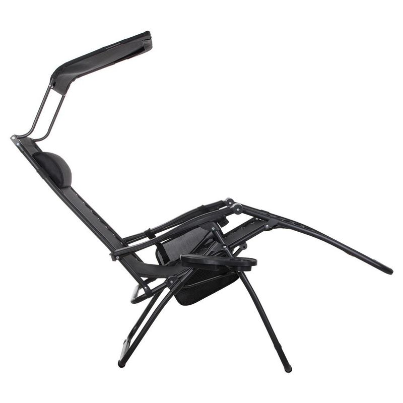 Casa si Gradina - Gradina si terasa - Balansoare si hamace - Balansoare - Sezlong pliabil SERSIMO GC3, Relax Zero Gravity cu parasolar, 175cm, negru - Infinity.ro