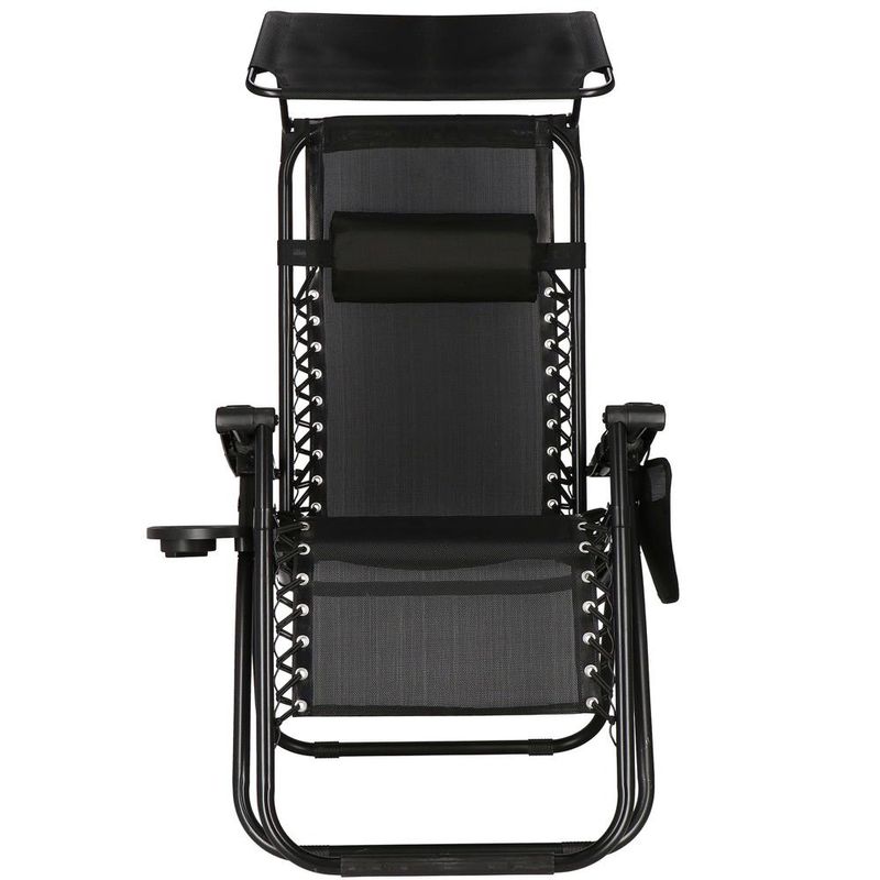 Casa si Gradina - Gradina si terasa - Balansoare si hamace - Balansoare - Sezlong pliabil SERSIMO GC3, Relax Zero Gravity cu parasolar, 175cm, negru - Infinity.ro