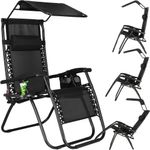 Casa si Gradina - Gradina si terasa - Balansoare si hamace - Balansoare - Sezlong pliabil SERSIMO GC3, Relax Zero Gravity cu parasolar, 175cm, negru - Infinity.ro