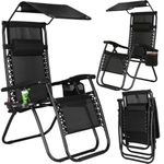 Casa si Gradina - Gradina si terasa - Balansoare si hamace - Balansoare - Sezlong pliabil SERSIMO GC3, Relax Zero Gravity cu parasolar, 175cm, negru - Infinity.ro