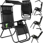 Casa si Gradina - Gradina si terasa - Balansoare si hamace - Balansoare - Sezlong pliabil SERSIMO GC3, Relax Zero Gravity cu parasolar, 175cm, negru - Infinity.ro