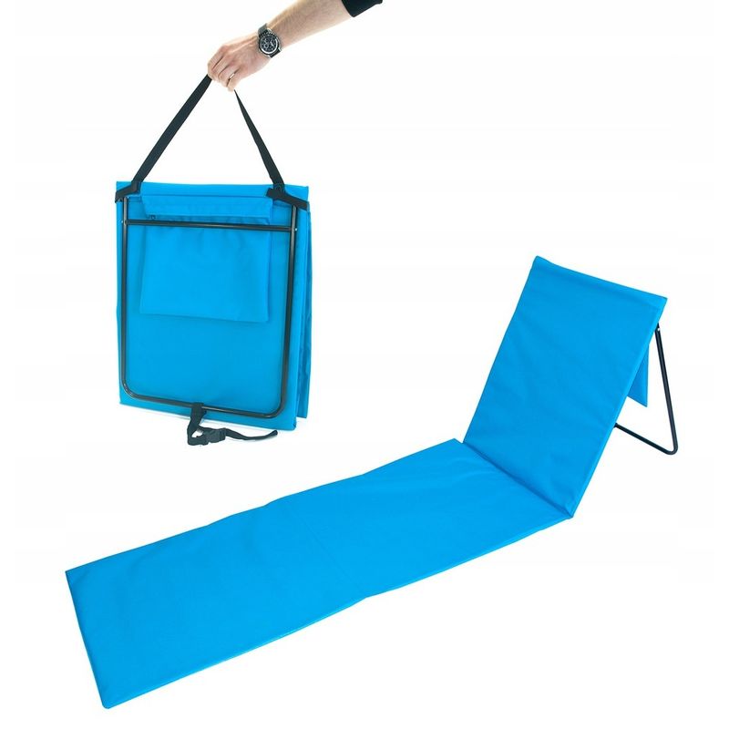 Casa si Gradina - Gradina si terasa - Balansoare si hamace - Balansoare - Sezlong de plaja pliabil, spatar cu cadru metalic, reglabil, 150x47x48 cm, albastru - Infinity.ro