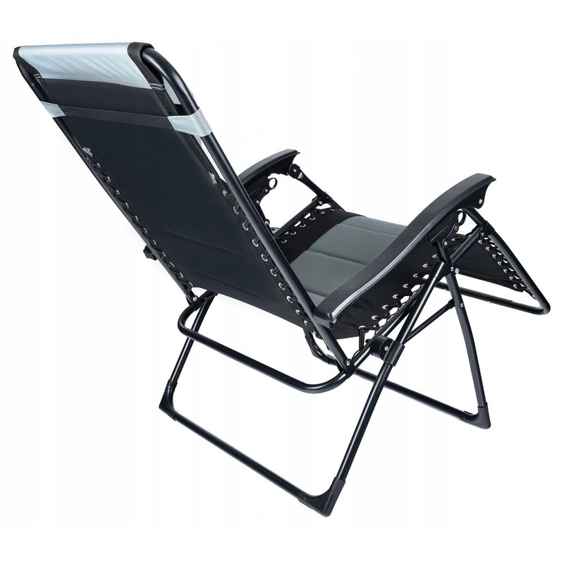 Casa si Gradina - Gradina si terasa - Balansoare si hamace - Balansoare - Sezlong scaun pliant plaja sau gradina, Siesta, gravitatie zero, cu tetiera, 175x75x110 cm, negri gri - Infinity.ro