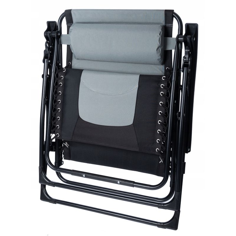 Casa si Gradina - Gradina si terasa - Balansoare si hamace - Balansoare - Sezlong scaun pliant plaja sau gradina, Siesta, gravitatie zero, cu tetiera, 175x75x110 cm, negri gri - Infinity.ro