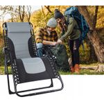 Casa si Gradina - Gradina si terasa - Balansoare si hamace - Balansoare - Sezlong scaun pliant plaja sau gradina, Siesta, gravitatie zero, cu tetiera, 175x75x110 cm, negri gri - Infinity.ro