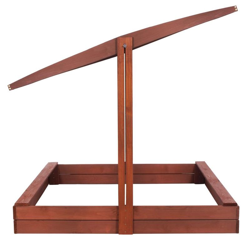 Petshop - Accesorii petshop - Jucarii animale - Jucarii educative - Lada nisip din lemn cu acoperis reglabil, 140x140x121 cm, maro - Infinity.ro