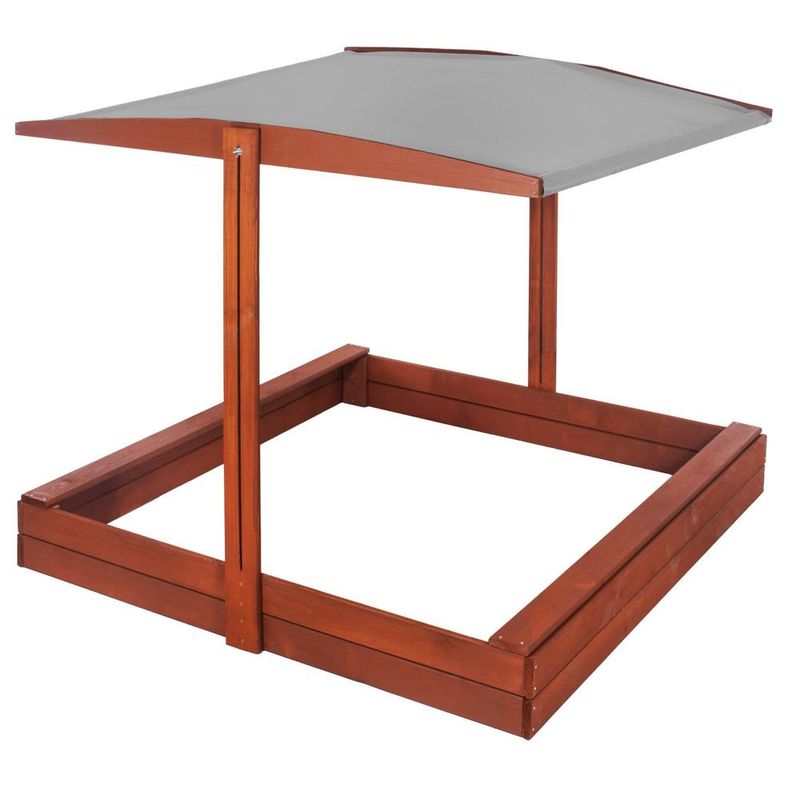 Petshop - Accesorii petshop - Jucarii animale - Jucarii educative - Lada nisip din lemn cu acoperis reglabil, 140x140x121 cm, maro - Infinity.ro