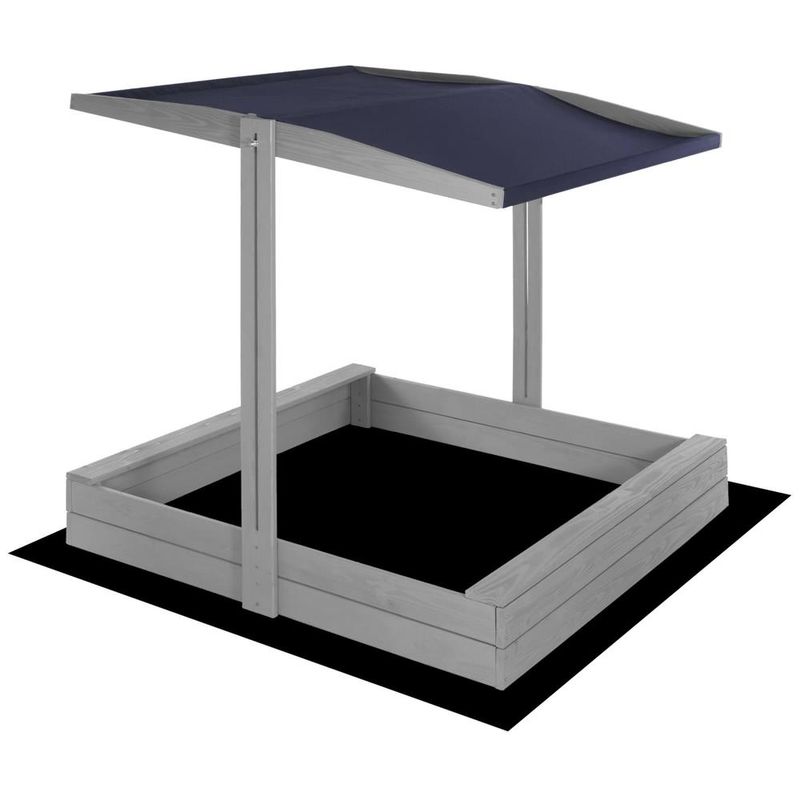 Petshop - Accesorii petshop - Jucarii animale - Jucarii educative - Lada nisip din lemn cu acoperis reglabil si capac, pliabila, 120x120x120 cm, gri - Infinity.ro