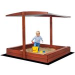 Petshop - Accesorii petshop - Jucarii animale - Jucarii educative - Lada nisip din lemn cu acoperis reglabil, 140x140x121 cm, maro - Infinity.ro