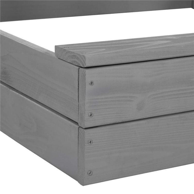 Petshop - Accesorii petshop - Jucarii animale - Jucarii educative - Lada nisip din lemn cu acoperis reglabil si capac, pliabila, 120x120x120 cm, gri - Infinity.ro