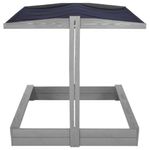 Petshop - Accesorii petshop - Jucarii animale - Jucarii educative - Lada nisip din lemn cu acoperis reglabil si capac, pliabila, 120x120x120 cm, gri - Infinity.ro