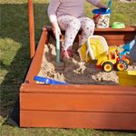 Petshop - Accesorii petshop - Jucarii animale - Jucarii educative - Lada nisip din lemn cu acoperis reglabil, 140x140x121 cm, maro - Infinity.ro