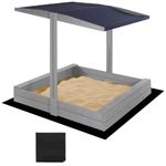 Petshop - Accesorii petshop - Jucarii animale - Jucarii educative - Lada nisip din lemn cu acoperis reglabil si capac, pliabila, 120x120x120 cm, gri - Infinity.ro