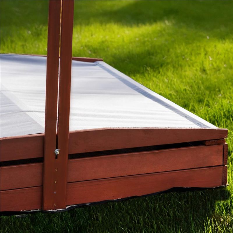 Petshop - Accesorii petshop - Jucarii animale - Jucarii educative - Lada nisip din lemn cu acoperis reglabil, 140x140x121 cm, maro - Infinity.ro