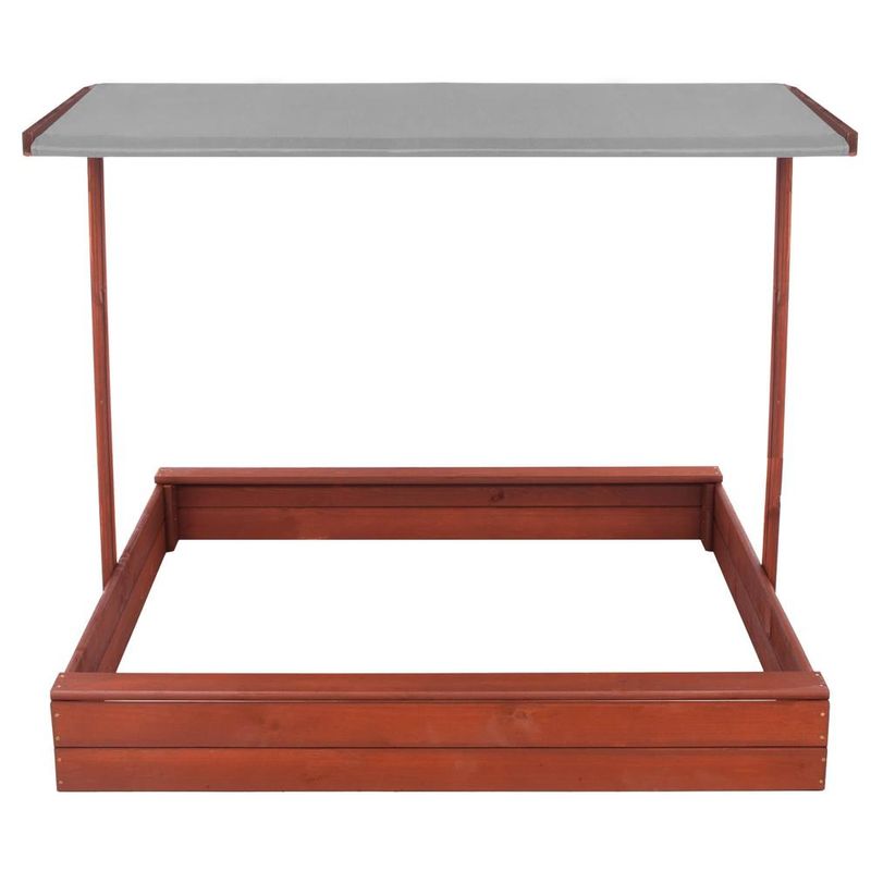 Petshop - Accesorii petshop - Jucarii animale - Jucarii educative - Lada nisip din lemn cu acoperis reglabil, 140x140x121 cm, maro - Infinity.ro