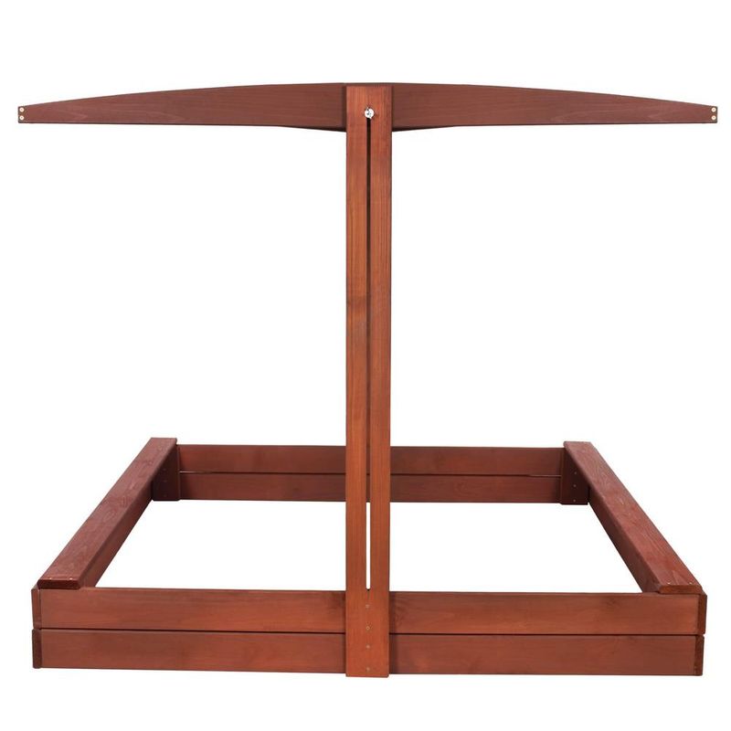 Petshop - Accesorii petshop - Jucarii animale - Jucarii educative - Lada nisip din lemn cu acoperis reglabil, 140x140x121 cm, maro - Infinity.ro