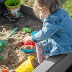 Petshop - Accesorii petshop - Jucarii animale - Jucarii educative - Lada nisip din lemn cu acoperis reglabil si capac, pliabila, 120x120x120 cm, gri - Infinity.ro