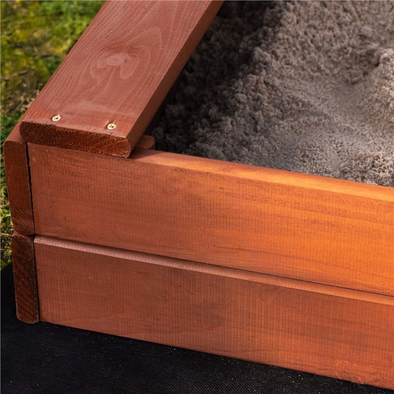 Petshop - Accesorii petshop - Jucarii animale - Jucarii educative - Lada nisip din lemn cu acoperis reglabil, 140x140x121 cm, maro - Infinity.ro