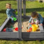 Petshop - Accesorii petshop - Jucarii animale - Jucarii educative - Lada nisip din lemn cu acoperis reglabil si capac, pliabila, 120x120x120 cm, gri - Infinity.ro