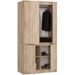 Casa si Gradina - Mobilier - Mobilier baie - Corpuri baie - Dulap cu 4 usi, rafturi si bara pentru umerase, PAL laminat, 90x51x180 cm, stejar sonoma - Infinity.ro