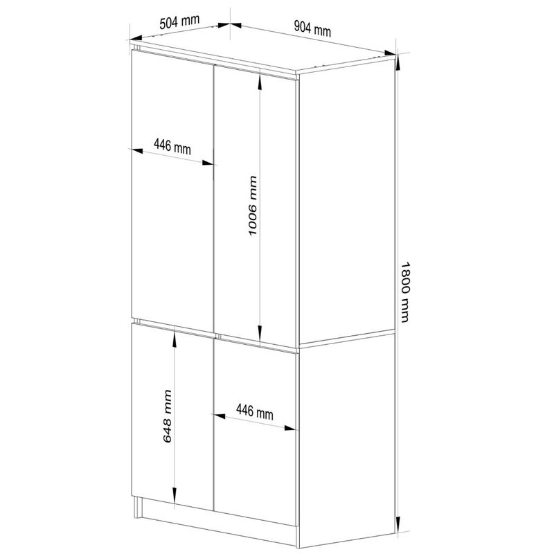 Casa si Gradina - Mobilier - Mobilier baie - Corpuri baie - Dulap cu 4 usi, rafturi si bara pentru umerase, PAL laminat, 90x51x180 cm, stejar sonoma - Infinity.ro