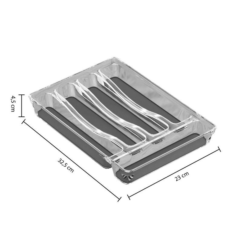 Casa si Gradina - Mobilier - Seturi de mobilier - Seturi bucatarie - Tava organizare tacamuri 5Five Tidy Smart cu 5 compartimente, 23x33x5 cm, gri - Infinity.ro