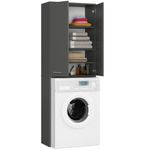 Casa si Gradina - Mobilier - Mobilier baie - Corpuri baie - Dulap de baie cu 2 usi si 4 rafturi, pentru spatiul de deasupra masinii de spalat, 64x30x180 cm, gri grafit - Infinity.ro