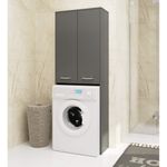 Casa si Gradina - Mobilier - Mobilier baie - Corpuri baie - Dulap de baie cu 2 usi si 4 rafturi, pentru spatiul de deasupra masinii de spalat, 64x30x180 cm, gri grafit - Infinity.ro