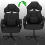 Casa si Gradina - Mobilier - Scaune si fotolii - Scaune - Scaun de birou ergonomic cu reglaj pe inaltime, functie de balans si perna lombara, 59x52x125 cm, negru - Infinity.ro
