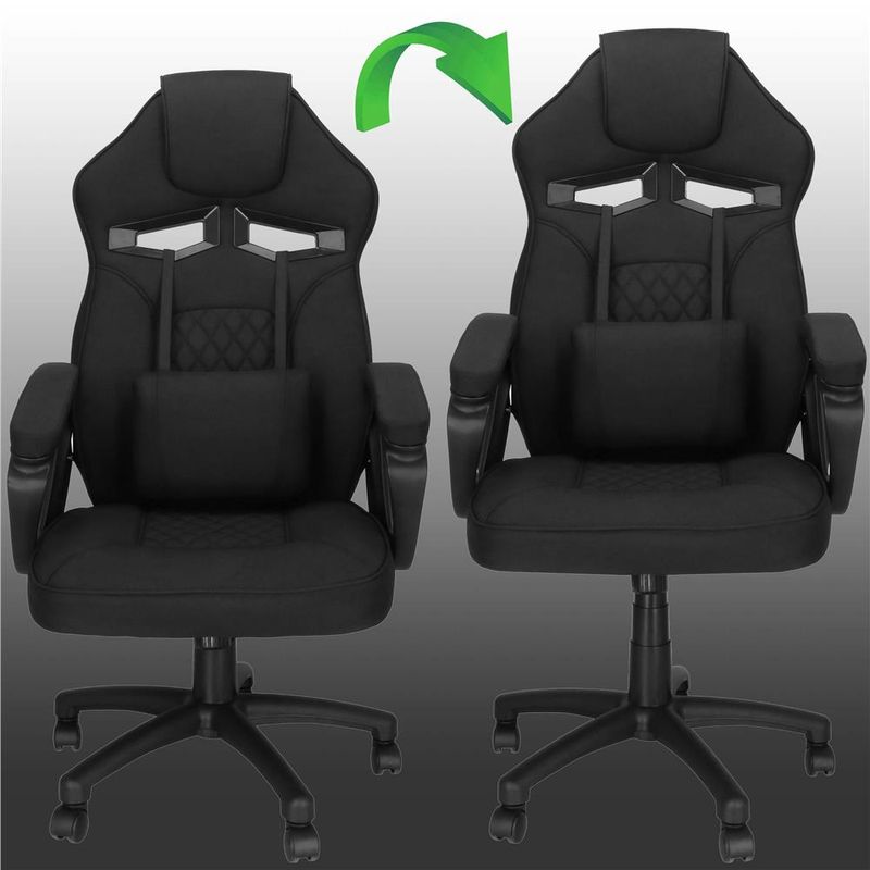 Casa si Gradina - Mobilier - Scaune si fotolii - Scaune - Scaun de birou ergonomic cu reglaj pe inaltime, functie de balans si perna lombara, 59x52x125 cm, negru - Infinity.ro