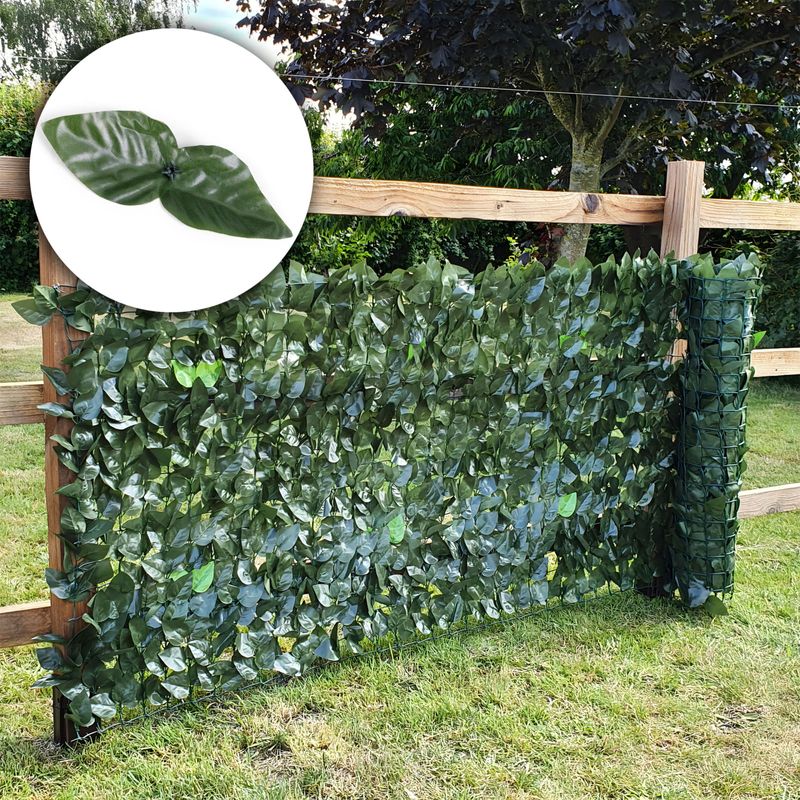 Casa si Gradina - Gradinarit si plante - Sere si solarii - Gard artificial decorativ 50x500 cm, frunze ornamentale, protectie UV si intemperii, plastic PVC, verde inchis - Infinity.ro
