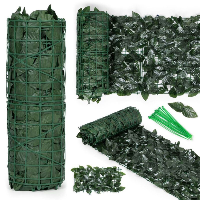 Casa si Gradina - Gradinarit si plante - Sere si solarii - Gard artificial decorativ 50x500 cm, frunze ornamentale, protectie UV si intemperii, plastic PVC, verde inchis - Infinity.ro