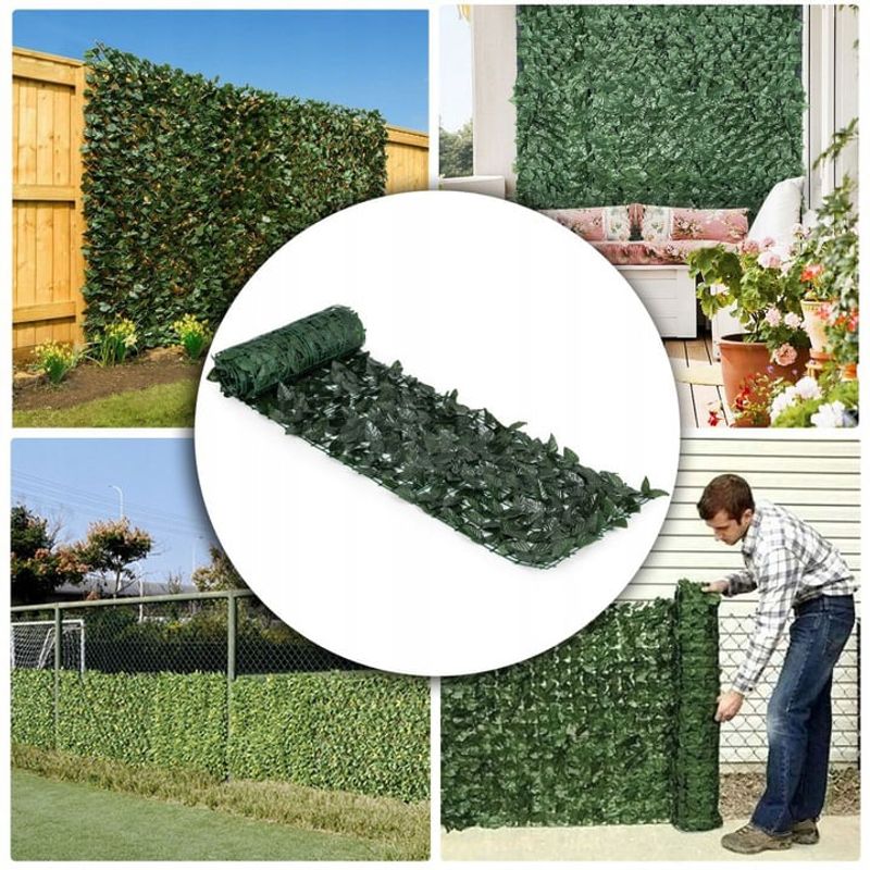 Casa si Gradina - Gradinarit si plante - Sere si solarii - Gard artificial decorativ 50x500 cm, frunze ornamentale, protectie UV si intemperii, plastic PVC, verde inchis - Infinity.ro