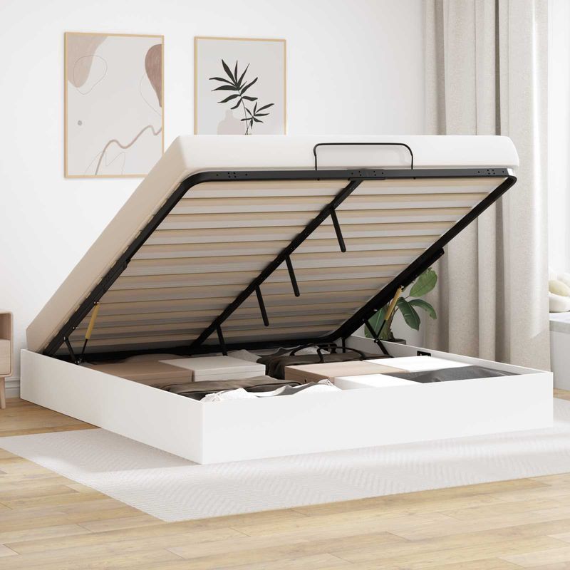 Casa si Gradina - Mobilier - Paturi si accesorii - Paturi - Cadru de pat otoman cu depozitare Alb 193 x 120 x 25 cm PAL - Infinity.ro
