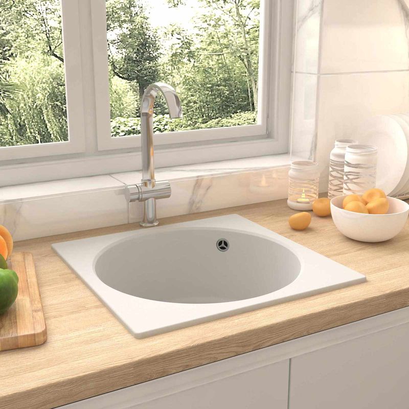 Casa si Gradina - Sanitare - Chiuveta bucatarie si accesorii - Chiuvete bucatarie - Chiuveta de bucatarie Alb 48 x 48 x 20.5 cm Granit - Infinity.ro