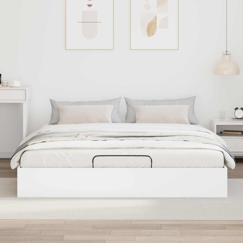 Casa si Gradina - Mobilier - Paturi si accesorii - Paturi - Cadru de pat otoman cu depozitare Alb 193 x 120 x 25 cm PAL - Infinity.ro