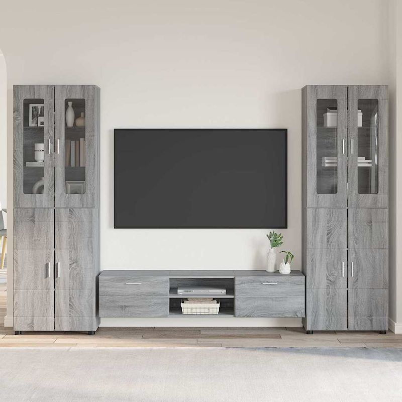 Casa si Gradina - Mobilier - Seturi de mobilier - Seturi living - Set comoda TV cu sertar cu Raft cu usa Gri Sonoma Lemn compozit - Infinity.ro