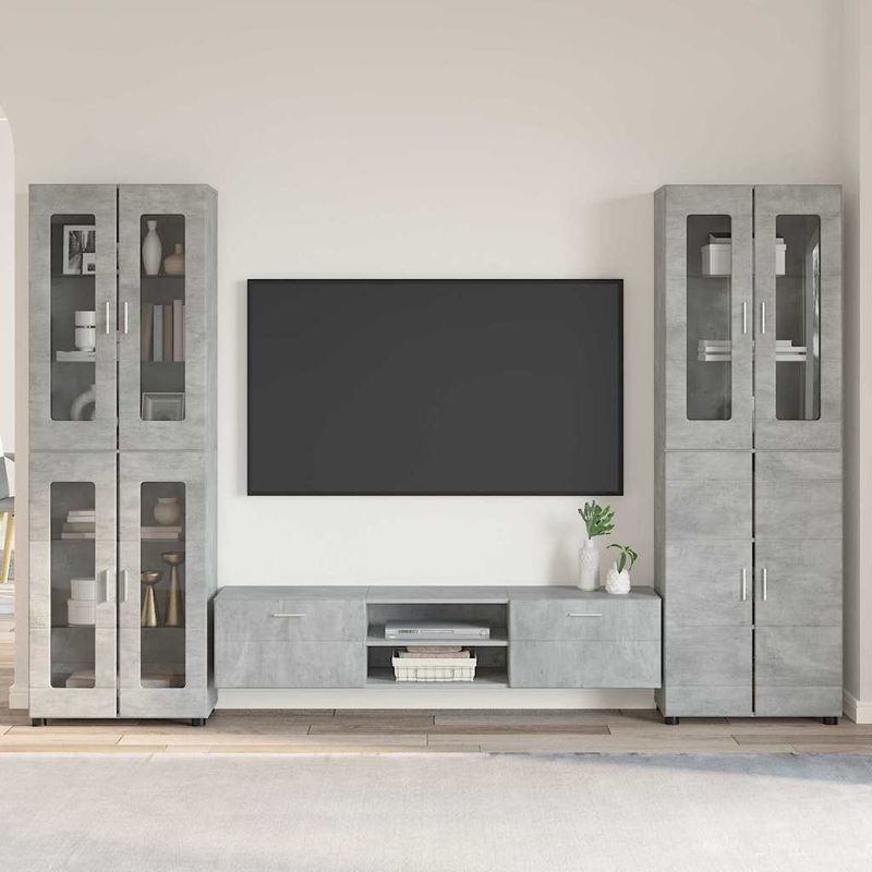 Casa si Gradina - Mobilier - Seturi de mobilier - Seturi living - Set comoda TV cu sertar cu Raft Gri din beton Lemn compozit - Infinity.ro