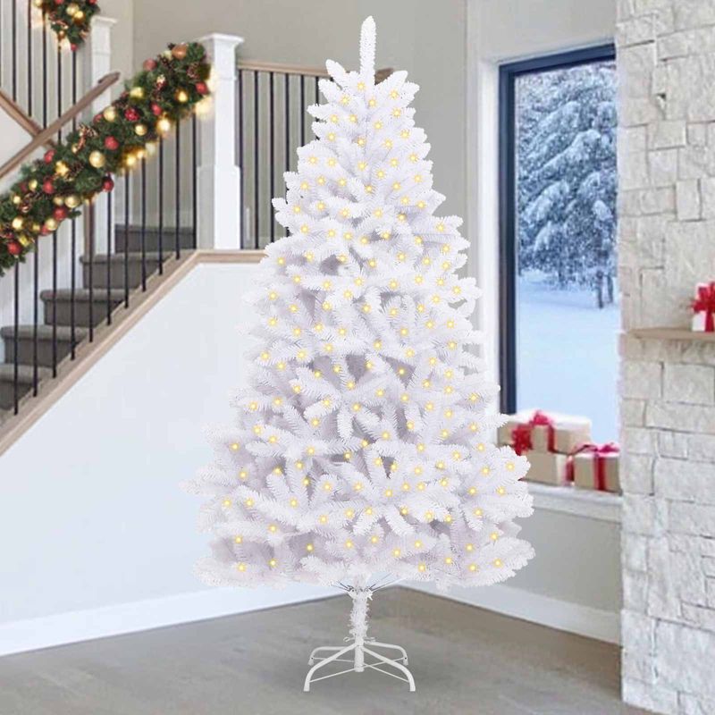 Casa si Gradina - Decoratiuni - Decoratiuni de sezon - Brad de Craciun artificial cu 300 LED Alb 270 cm PVC si Metal - Infinity.ro