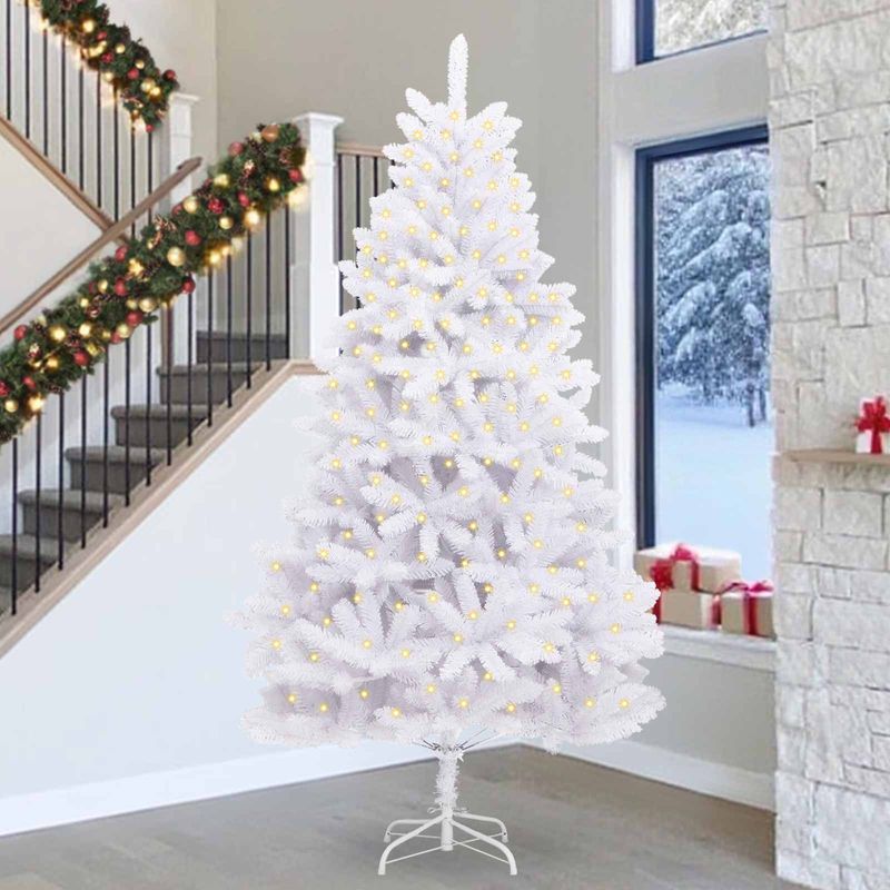 Casa si Gradina - Decoratiuni - Decoratiuni de sezon - Brad de Craciun artificial cu 300 LED Alb 300 cm PVC si Metal - Infinity.ro