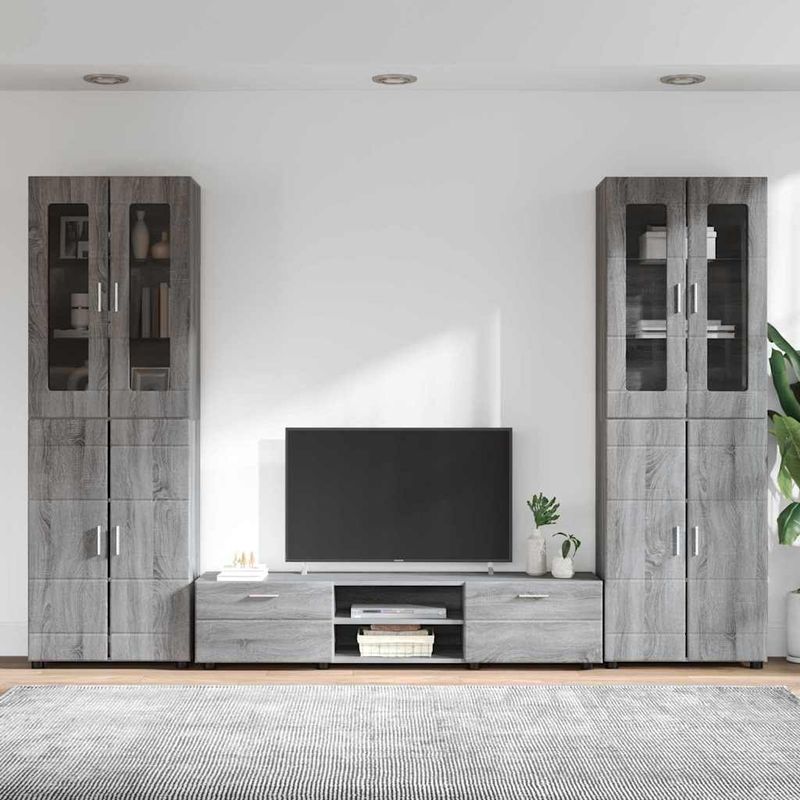 Casa si Gradina - Mobilier - Seturi de mobilier - Seturi living - Set comoda TV cu sertar cu Raft cu usa Gri Sonoma Lemn compozit - Infinity.ro