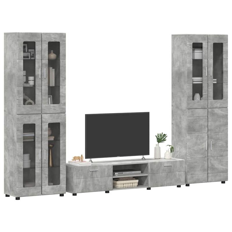 Casa si Gradina - Mobilier - Seturi de mobilier - Seturi living - Set comoda TV cu sertar cu Raft Gri din beton Lemn compozit - Infinity.ro