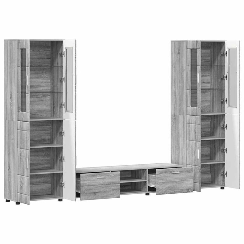 Casa si Gradina - Mobilier - Seturi de mobilier - Seturi living - Set comoda TV cu sertar cu Raft cu usa Gri Sonoma Lemn compozit - Infinity.ro