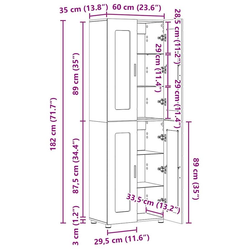 Casa si Gradina - Mobilier - Seturi de mobilier - Seturi living - Bufet cu Raft Gri din beton 60 x 35 x 182 cm Lemn compozit - Infinity.ro